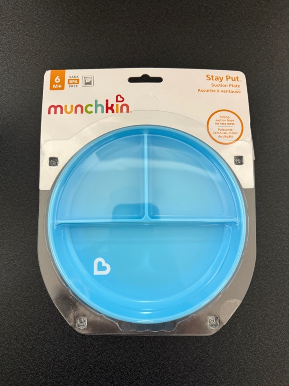 Munchkin Blue Divided Suction Feeding Plate